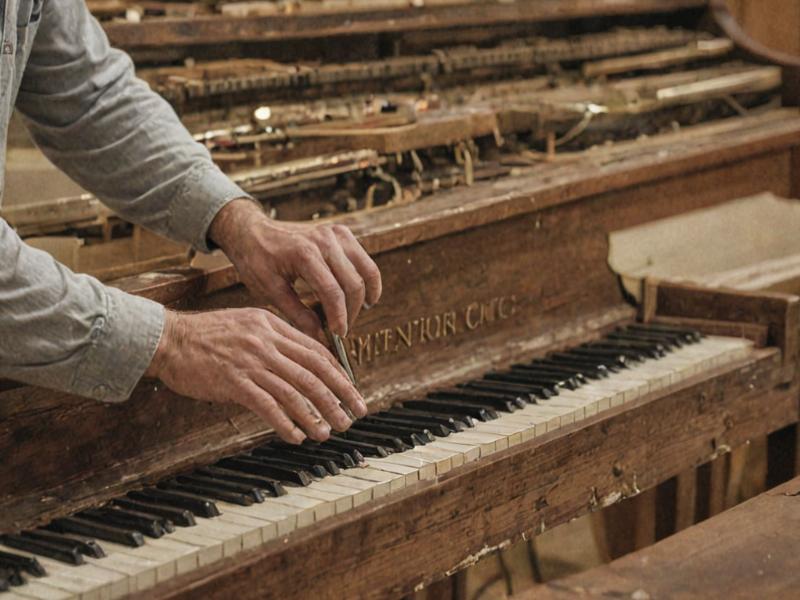 Professional piano restoration workshop